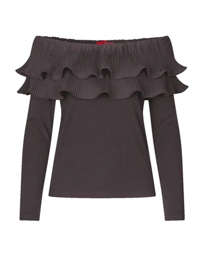 Cras - Flouncecras Bluse - Chocolate Martini